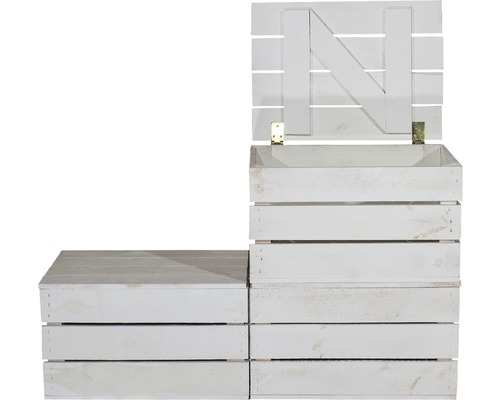 Holzbank mit Stauraum