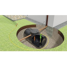 Illustration einer Regenwassernutzungsanlage im Garten