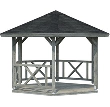 Pavillon Palmako Betty 9,9 m² sechseckig mit Geländer ohne Fußboden 384 x 339 cm tauchgrundiert grau-thumb-1 Pavillon Palmako Betty 9,9 m² sechseckig mit Geländer ohne Fußboden 384 x 339 cm tauchgrundiert grau-thumb-1