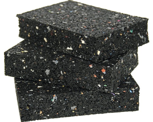 Konsta Unterlagspad Isopad 20x60x90mm Pack = 30 Stück Stapel aus drei schwarzen Gummigranulatplatten