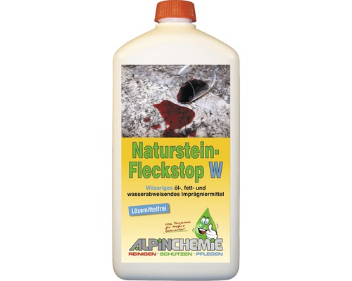 Naturstein-Fleckstop Alpin Chemie W 0,5 Liter Flasche Naturstein Fleckstop W zum Reinigen, Schützen und Pflegen von Natursteinen