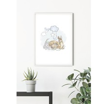 Gerahmtes Bild mit Reh und Jungtier im Kinderzimmerstil