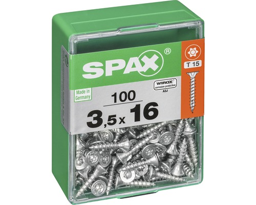 Spax Schrauben 3,5x16 mm, 100 Stück in grüner Verpackung