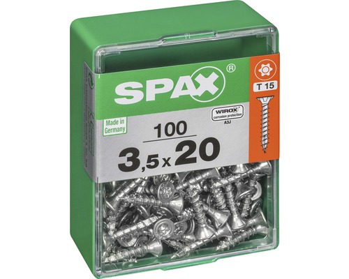Spax Senkkopfschrauben, 3,5 x 20 Millimeter, 100 Stück, im Behälter