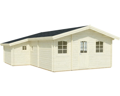 Holzgartenhaus mit Fenstern und Tür