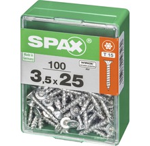 Spax Universalschraube Senkkopf Stahl gehärtet T 15, Holz-Vollgewinde 3,5x25 mm, 100 Stück