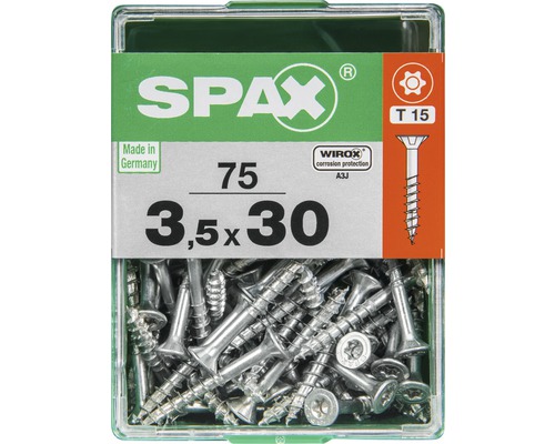 Spax Universalschraube Senkkopf Stahl gehärtet T 15, Holz-Teilgewinde 3,5x30 mm, 75 Stück Spax Universalschraube Senkkopf Stahl gehärtet T 15, Holz-Teilgewinde 3,5x30 mm, 75 Stück