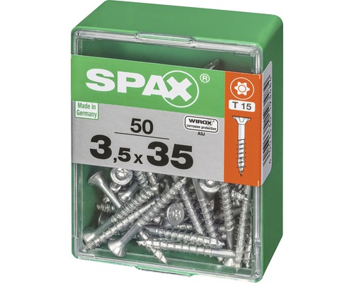 Spax Schrauben 3,5 x 35 Millimeter in einer Verpackung