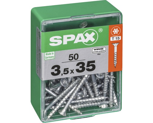 Spax Schrauben 3,5x35 Millimeter, 50 Stück in einer grünen Box