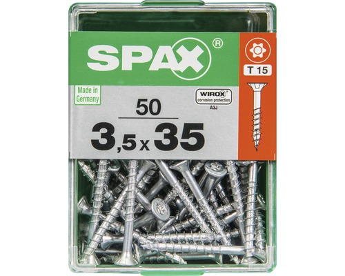 Spax Universalschraube Senkkopf Stahl gehärtet T 15, Holz-Teilgewinde 3,5x35  mm, 50 Stück jetzt kaufen bei