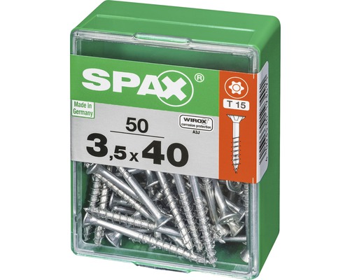Spax Schrauben 3,5x40 Millimeter, 50 Stück im Kunststoffbehälter