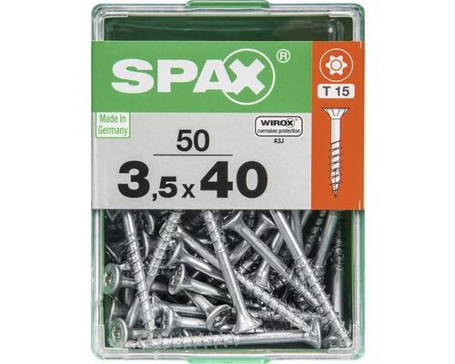 Spax Universalschraube Senkkopf Stahl gehärtet T 15, Holz-Teilgewinde 3,5x40 mm, 50 Stück Spax Universalschraube Senkkopf Stahl gehärtet T 15, Holz-Teilgewinde 3,5x40 mm, 50 Stück