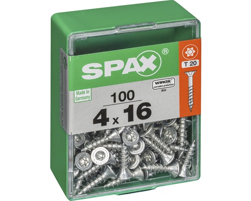 Spax Universalschrauben, 4 x 16 mm, 100 Stück in Kunststoffbox