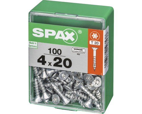 Spax Schrauben 4 x 20 Millimeter, 100 Stück in einer Box