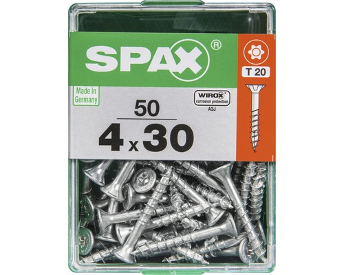 Spax Universalschraube Senkkopf Stahl gehärtet T 20, Holz-Teilgewinde 4x30 mm, 50 Stück Spax Universalschraube Senkkopf Stahl gehärtet T 20, Holz-Teilgewinde 4x30 mm, 50 Stück