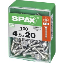 Spax Universalschraube Senkkopf Stahl gehärtet T 20, Holz-Vollgewinde 4,5x20 mm, 100 Stück