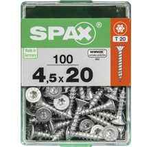 Spax Universalschraube Senkkopf Stahl gehärtet T 20, Holz-Vollgewinde 4,5x20 mm, 100 Stück