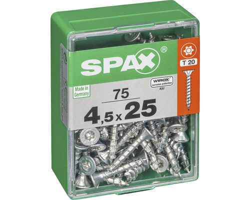 Spax Senkkopfschrauben 4,5 x 25 Millimeter im grünen Behälter