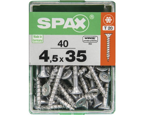Spax Universalschraube Senkkopf Stahl gehärtet T 20, Holz-Teilgewinde 4,5x35 mm, 40 Stück Spax Universalschraube Senkkopf Stahl gehärtet T 20, Holz-Teilgewinde 4,5x35 mm, 40 Stück