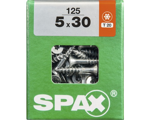 Spax Universalschraube Senkkopf Stahl gehärtet T 20, Holz-Teilgewinde 5x30 mm, 125 Stück Spax Universalschraube Senkkopf Stahl gehärtet T 20, Holz-Teilgewinde 5x30 mm, 125 Stück