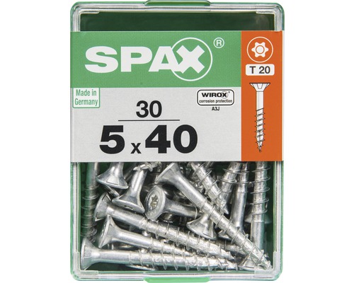 Spax Universalschraube Senkkopf Stahl gehärtet T 20, Holz-Teilgewinde 5x40 mm, 30 Stück Spax Universalschraube Senkkopf Stahl gehärtet T 20, Holz-Teilgewinde 5x40 mm, 30 Stück