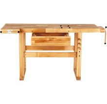 Hobelbank aus Holz mit Schublade und Schraubstock
