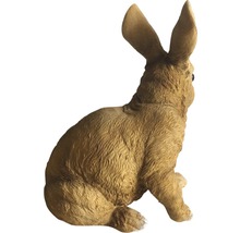 Dekofigur Hase sitzend aus Kunststein für den Garten