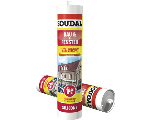 Soudal Bau und Fenster Silikon, geeignet für Beton, Kunststoff, Aluminium und PVC