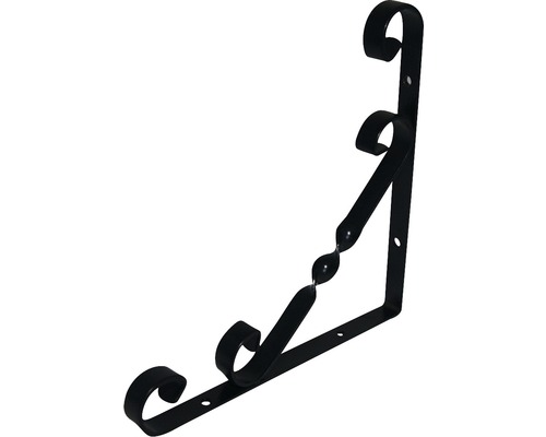 Schwarze, dekorative Regalstütze aus Metall