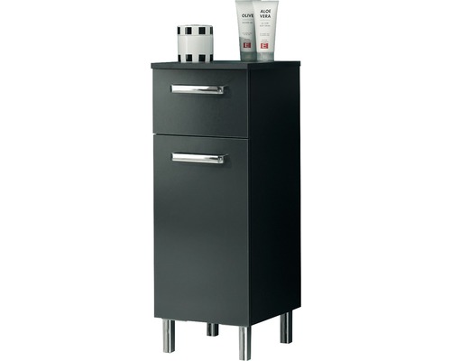 Unterschrank Pelipal Mainz mit einer Türe und Schublade 81x30x33 cm anthrazit Waschbeckenunterschrank mit zwei Schubladen und verchromten Füßen