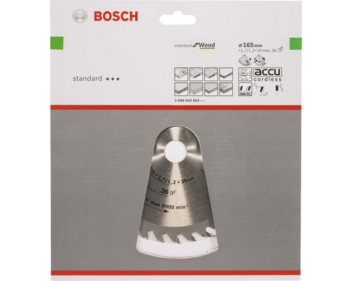 Bosch Sägeblatt Standard for Wood, 165 Millimeter Durchmesser