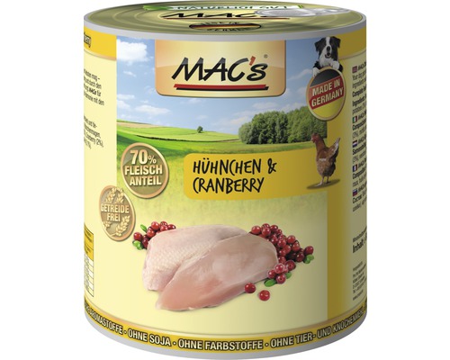 Hundefutter nass MAC's Geflügel und Reis 800 g