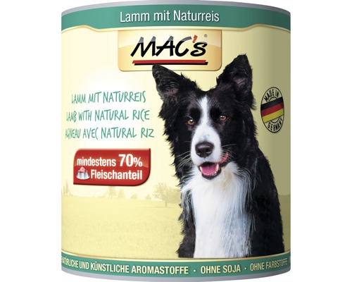 Hundefutter nass MAC's Lamm und Reis 800 g