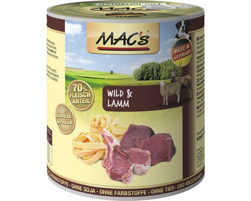 Hundefutter nass MAC's Wild, Nudeln und Gemüse 800 g-0