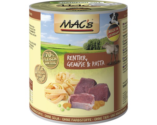 Hundefutter nass MAC's Rentier, Nudeln undGemüse 800 g