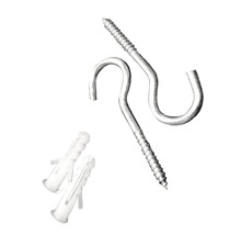 Zwei Schraubhaken und zwei Dübel