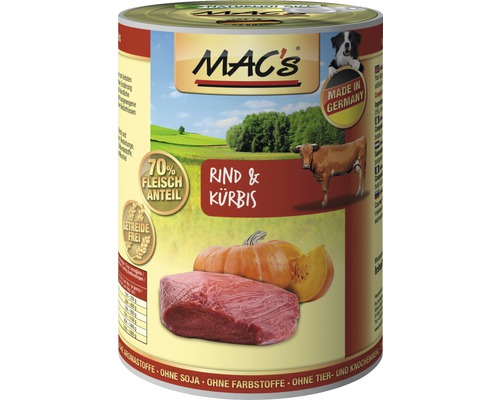 Hundefutter nass MAC's Rind und Reis 400 g