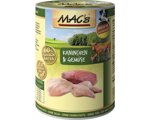 Hundefutter nass MAC's Kaninchen, Gemüse und Kartoffeln 400 g