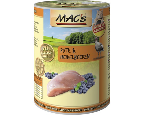 Katzenfutter nass MAC's Pute und Reis 400 g