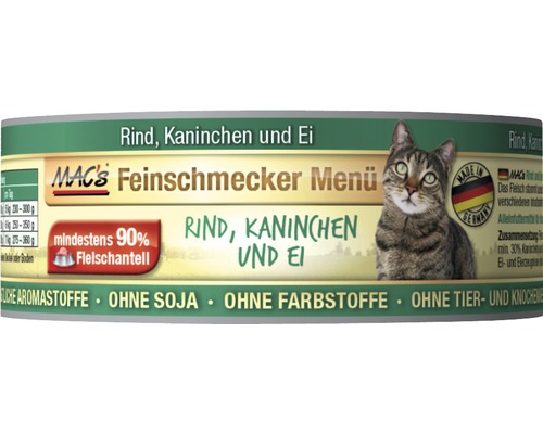 Katzenfutter nass MAC's Rind und Kaninchen 100 g