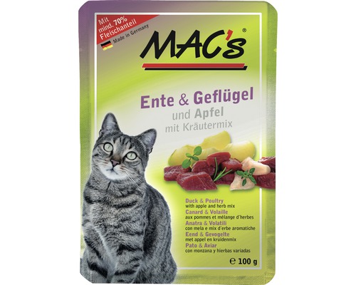 Katzenfutter nass MAC's Pouch Pack Ente und Geflügel 100 g