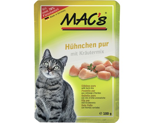Katzenfutter nass MAC's Pouch Pack Hähnchen Pur/Kräuter 100 g