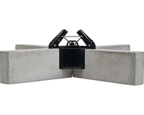 Sonnenschirmständer mit vier Betonplatten und schwarzer Halterung