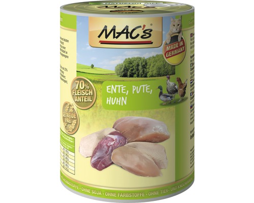 Katzenfutter nass MAC's Ente, Pute und Huhn 400 g