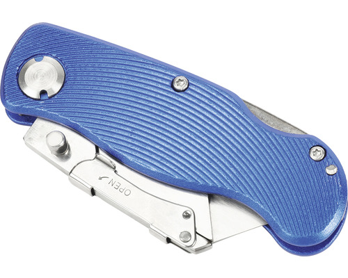 Blaues Teppichmesser mit Klingenmagazin