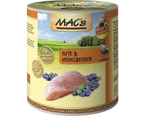 Katzenfutter nass MAC's Pute und Reis 800 g