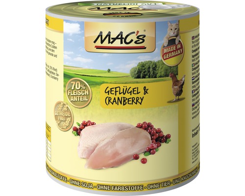 Katzenfutter nass MAC's Geflügel und Reis 800 g