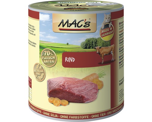 Katzenfutter nass MAC's Rind und Reis 800 g