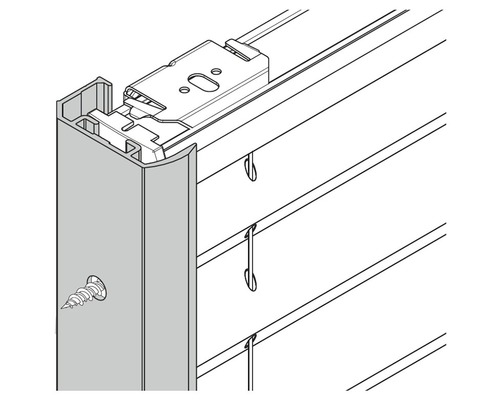 Detailansicht einer Jalousie mit Befestigung und Schraube