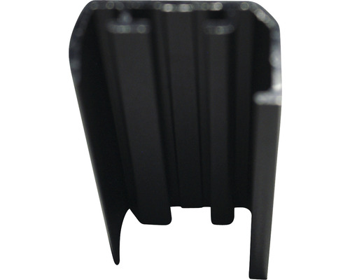 Schwarzes Aluminiumprofil im Querschnitt